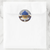 Autocollant blanc bleu rond fait maison (Sac)