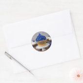 Autocollant blanc bleu rond fait maison (Enveloppe)