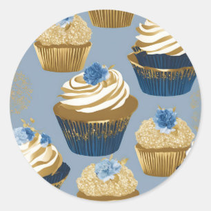 Autocollant blanc bleu rond fait maison