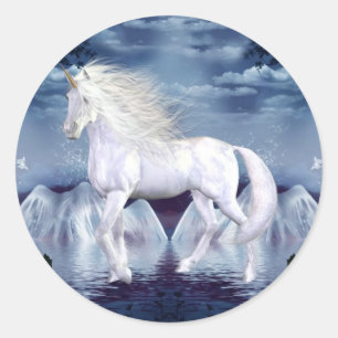 Autocollant blanc de beauté de licorne