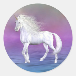 Autocollant blanc de beauté de licorne
