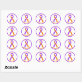 Autocollant blanc rond Psoriasis Warrior Ribbon (Feuille)