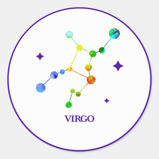 Autocollant blanc Zodiac Virgo Rainbow (Devant)