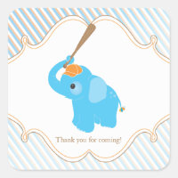 Autocollant bleu Baby shower éléphant Favoriser