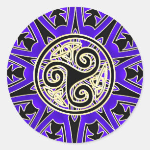 Autocollant bleu celtique Triskele Mandala