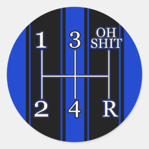 Autocollant bleu de bouton de décalage de rayures