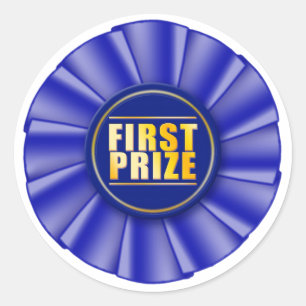 autocollant bleu de premier prix de rosette