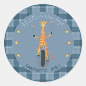 Autocollant Bleu de Récompense pour Élève Girafe d (Devant)