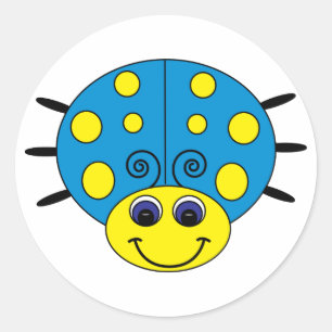 Autocollant bleu et jaune de coccinelle