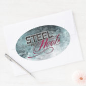 Autocollant bleu ovale en acier N talons (Enveloppe)