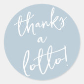 Autocollant Bleu Poussiéreux Merci Beaucoup au Lot (Devant)