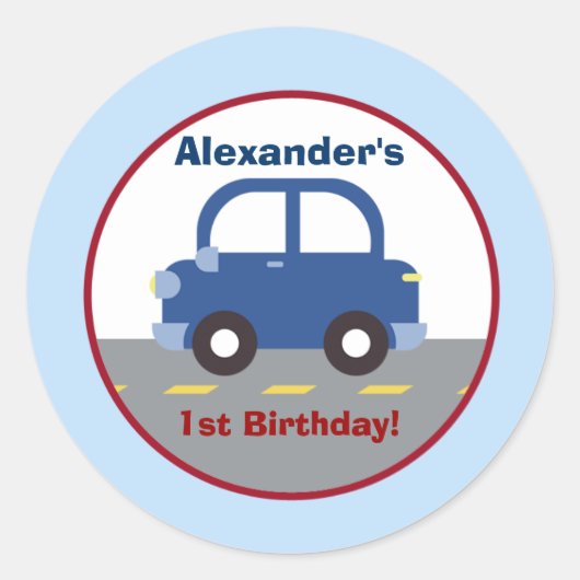 Autocollant bleu voiture ville ronde personnalisée (Devant)