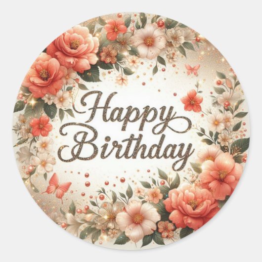 Autocollant Blossom Anniversaire Voeux (Devant)