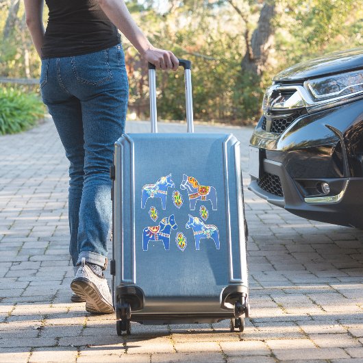 Autocollant Blue Dala Horses (Valise Insitu)