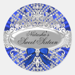 Autocollant Blue Diamond & Tiara Sweet 16