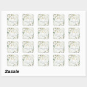 Autocollant Boho vert et or blanc fleurs mariage (Feuille)