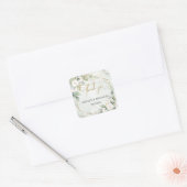 Autocollant Boho vert et or blanc fleurs mariage (Enveloppe)
