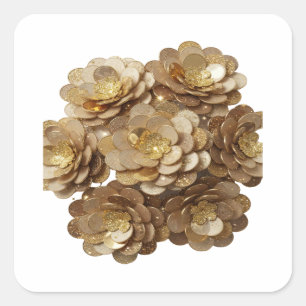 Autocollant Bold Silver FLEURS D'OR Art