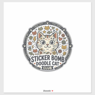 Autocollant Bombe Dessin Animé Chat POD Art Vector