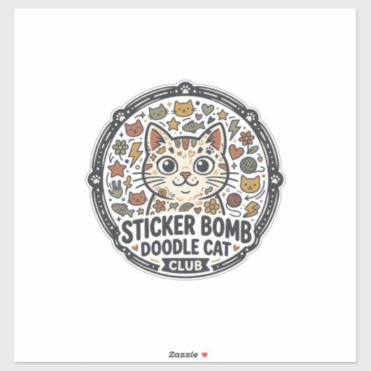 Autocollant Bombe Dessin Animé Chat POD Art Vector (Feuille)