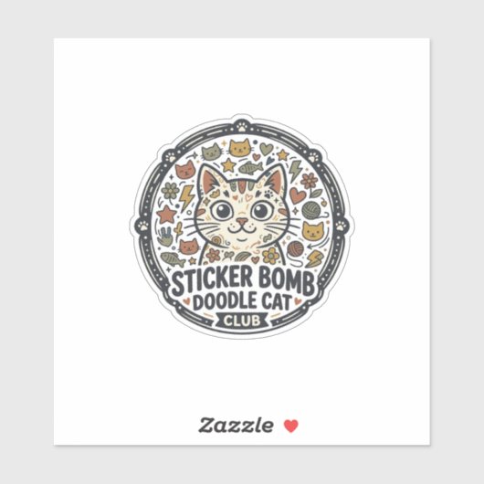 Autocollant Bombe Dessin Animé Chat POD Vector Art (Feuille)