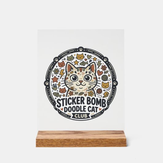 Autocollant Bombe Dessin Animé Chat POD Vector Art (Recto)
