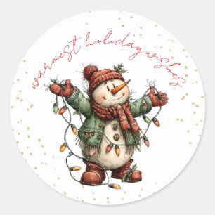 Autocollant bonhomme de neige mignon avec lumières