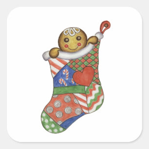 Autocollant bonhomme en pain d'épice de Noël