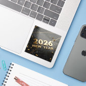 Autocollant Bonne Année 2026 (Ordinateur portable avec iPhone)