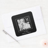 Autocollant Bookplate Art Nouveau Heron Monogram (Enveloppe)