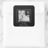 Autocollant Bookplate Art Nouveau Heron Monogram (Sac)