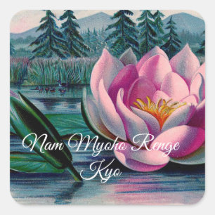Autocollant bouddhiste Lotus Nam Myoho Renge Kyo