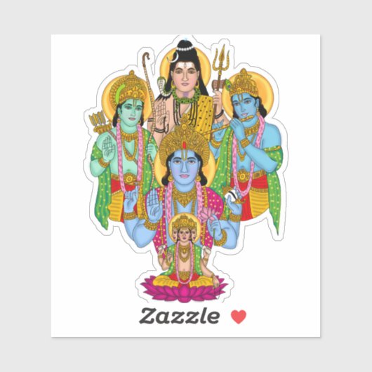 Autocollant Brahma Vishnu Shiva Ram Krishna (Feuille)