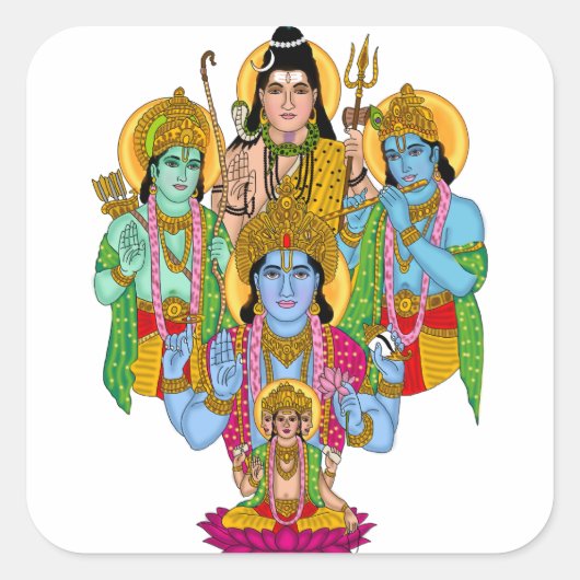Autocollant Brahma Vishnu Shiva Ram Krishna (Devant)