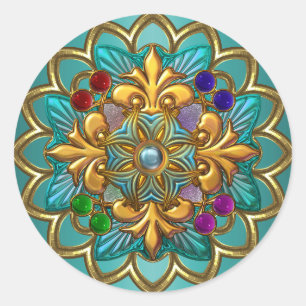 Autocollant Bright Teal Rose Or Bijou 2