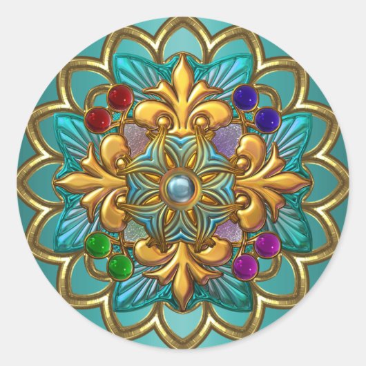 Autocollant Bright Teal Rose Or Bijou 2 (Devant)