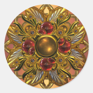 Autocollant brillant rouge or joyau