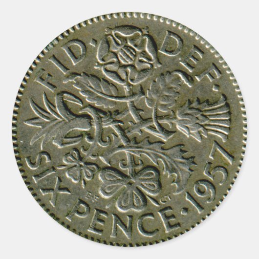 Autocollant britannique de six pence 1957 (Devant)