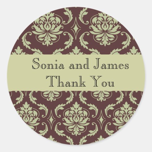Autocollant Brown Damask personnalisé (Devant)