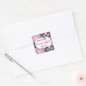 Autocollant buffet pour bonbons rose et gris Damas (Enveloppe)