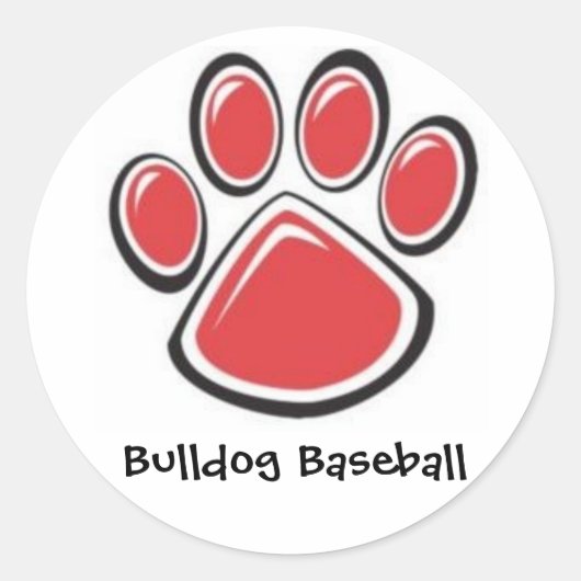 Autocollant Bulldog Baseball Pawprint (Devant)