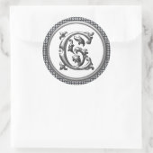 Autocollant C rond initial en argent (Sac)