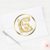 Autocollant C rond initial en or (Enveloppe)