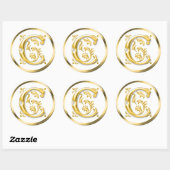 Autocollant C rond initial en or (Feuille)