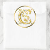 Autocollant C rond initial en or (Sac)