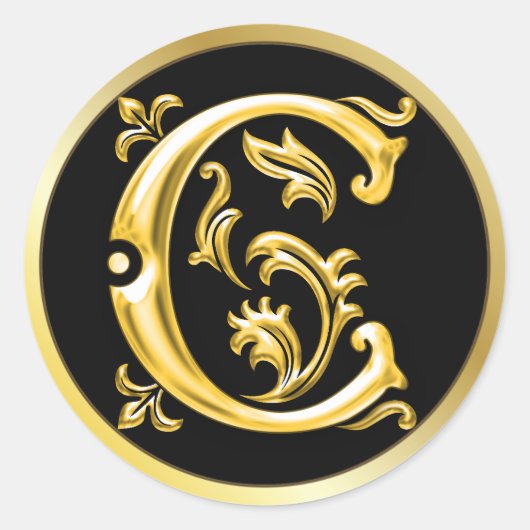 Autocollant C rond initial en or (Devant)