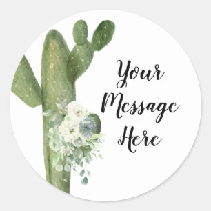 Autocollant Cactus Floral Votre Message Ici