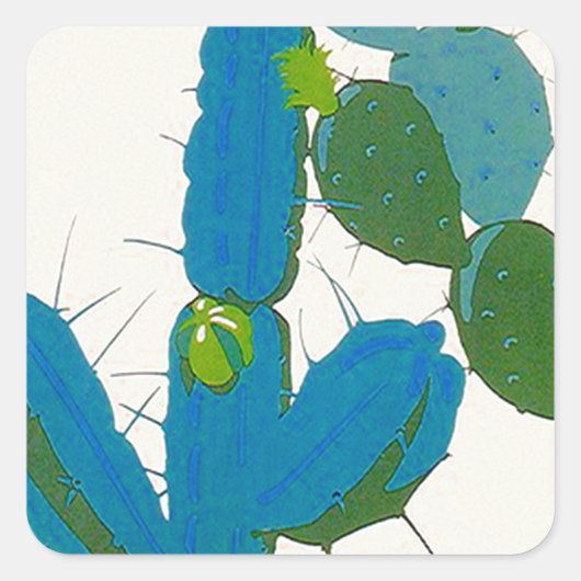 Autocollant Cactus Retro Turquoise Avacado SW AZ (Devant)