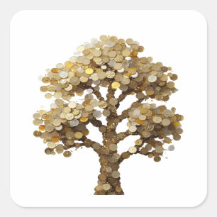 Autocollant Cadeau Arbre D'Argent Argenté Clair
