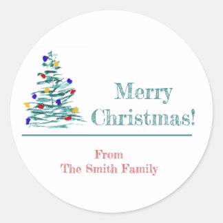 Autocollant cadeau Arbre de Noël et ampoules